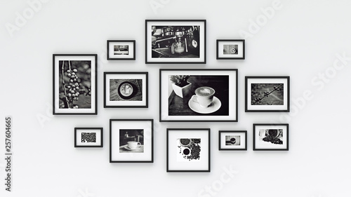 Photo frame on wall - coffee picture(3d rendering)