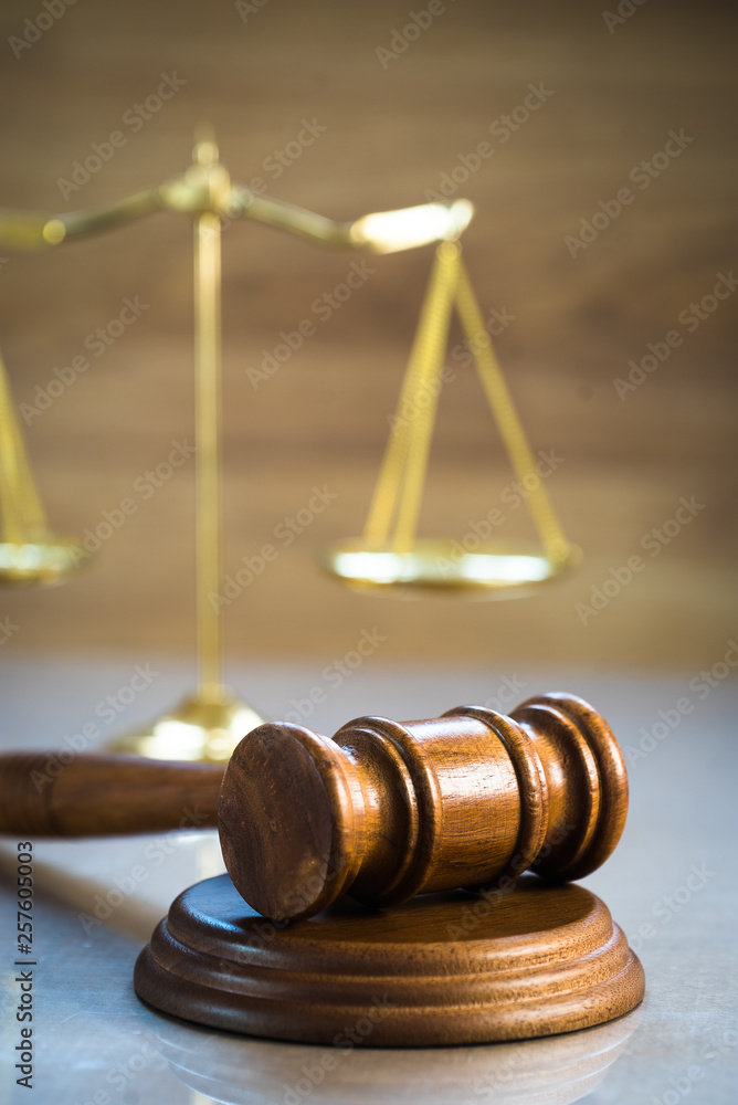 Law and Justice concept on wooden background Law and Justice concept on wooden background