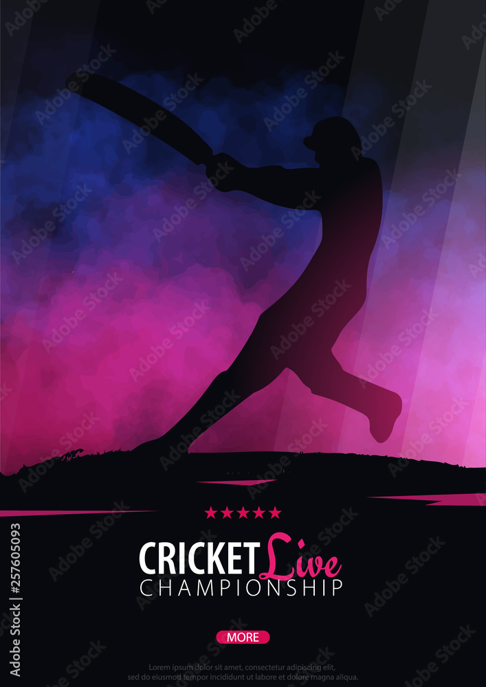 Cricket Championship banner or poster, design with players and bats. Vector illustration.
