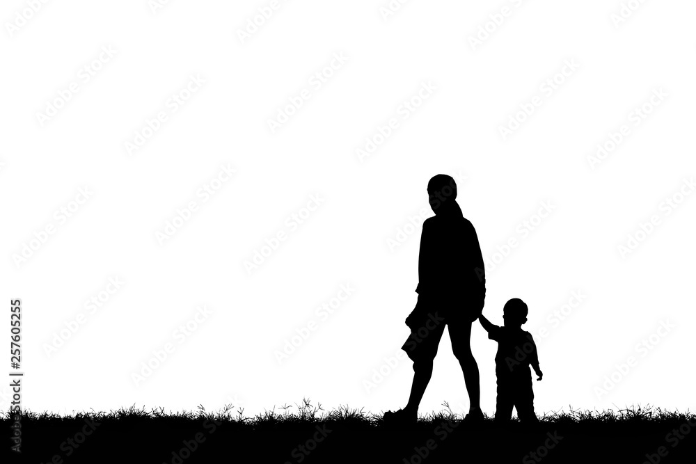 silhouette of a happy family with children on white background silhouette of a happy family with children on white background
