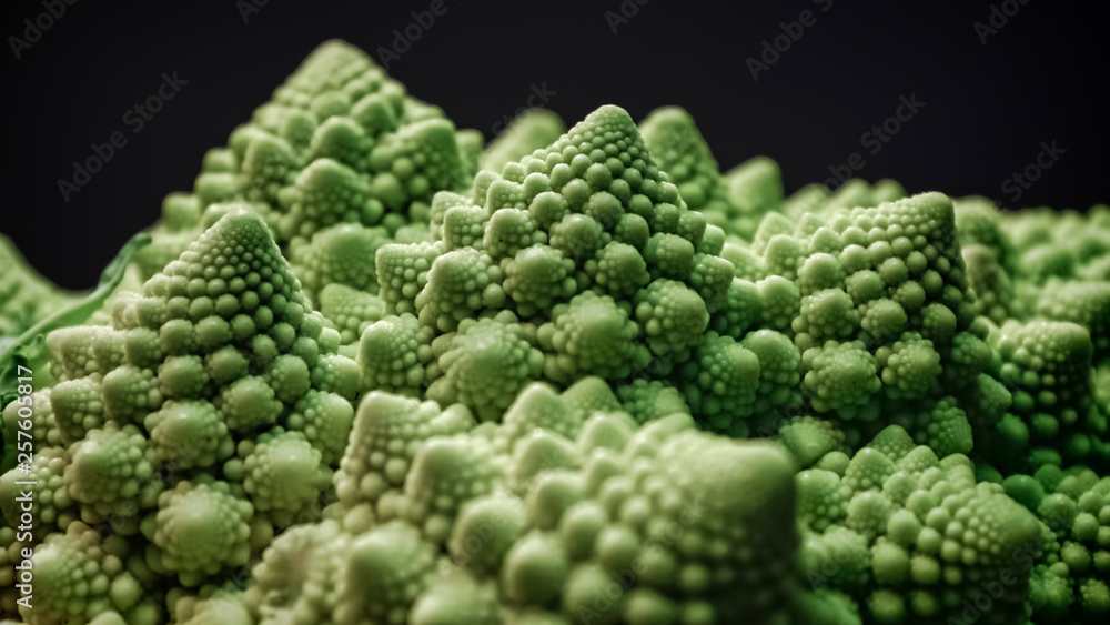 Brassica oleracea, Romanesco broccoli also known as Roman cauliflower, selective focus Brassica oleracea, Romanesco broccoli also known as Roman cauliflower, selective focus