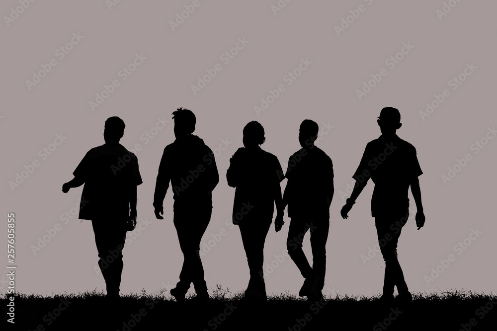 Silhouette group friends 