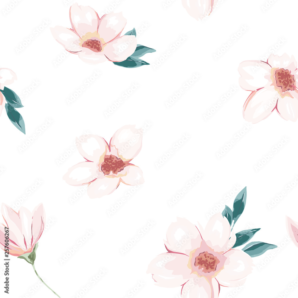 Floral seamless pattern. Spring print. Sketch background. Vector illustration