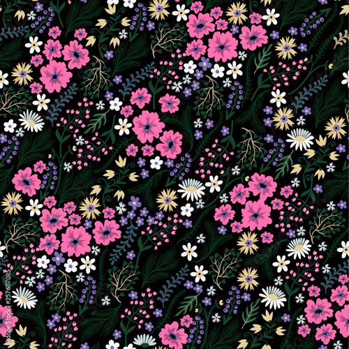 Fotótapéta Seamless floral pattern with cute small ditsy flowers