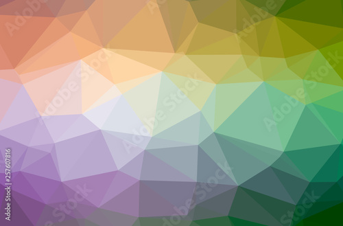 Illustration of abstract Green, Orange horizontal low poly background. Beautiful polygon design pattern.