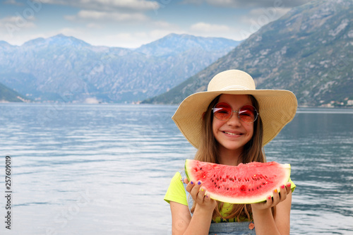 girl with watermelon summer vacation