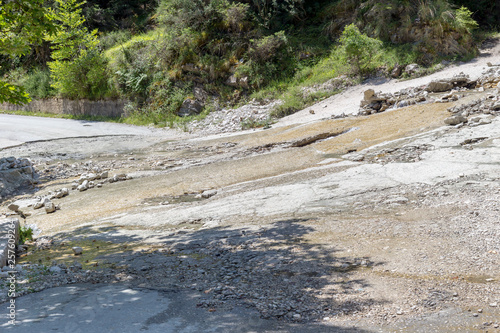 The road damage by river in highlands