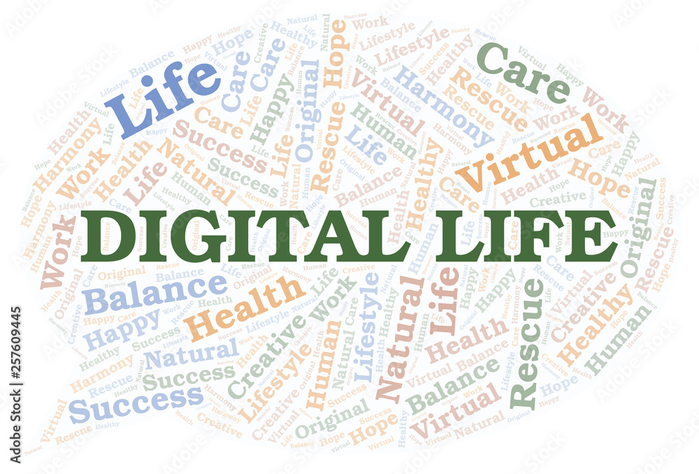 Fototapeta premium Digital Life word cloud.
