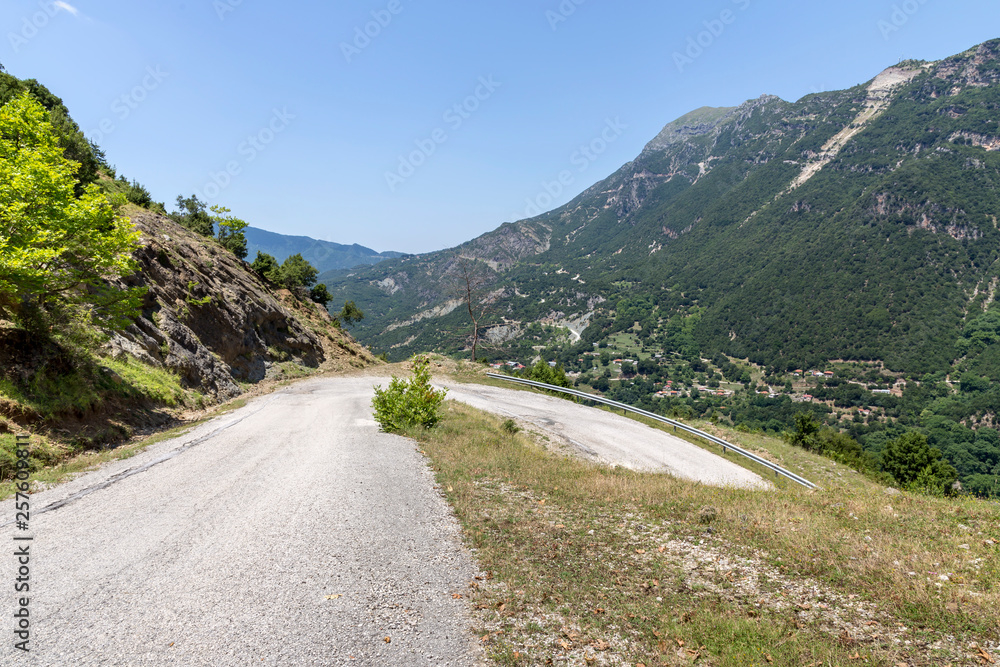 Rural road in the mountains (region Tzoumerka, Epirus, Greece)