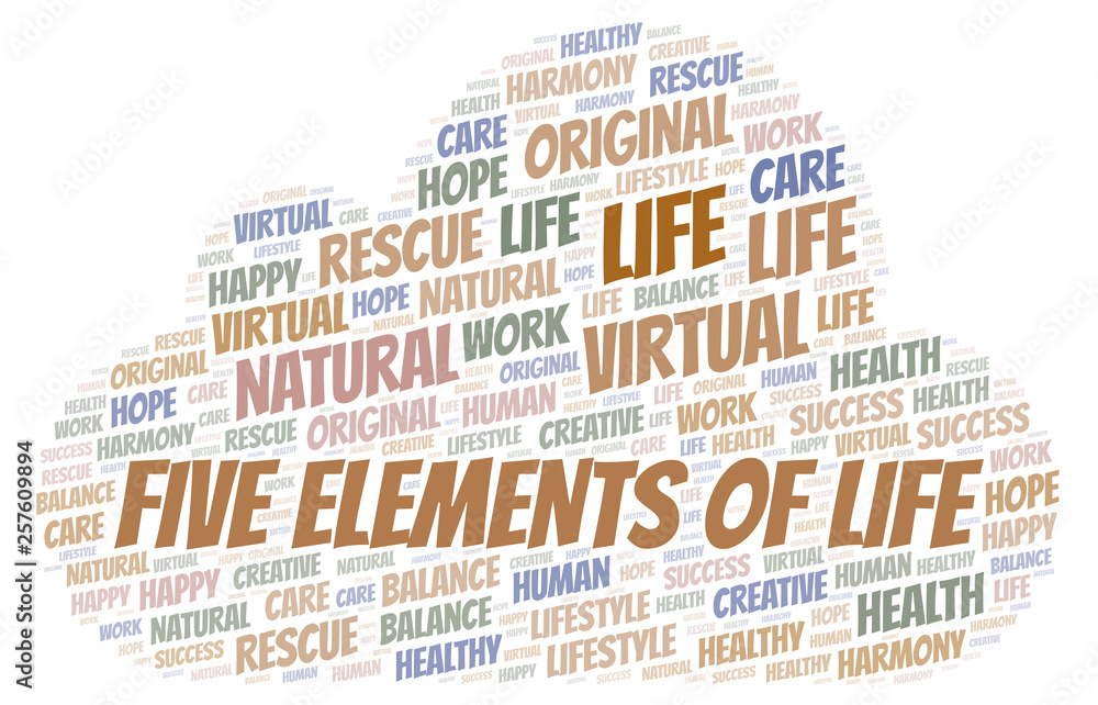 Obraz premium Five Elements Of Life word cloud.