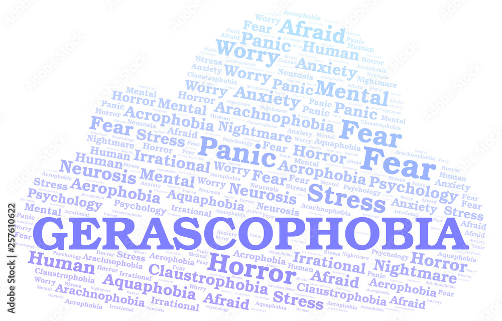 Obraz premium Gerascophobia word cloud.