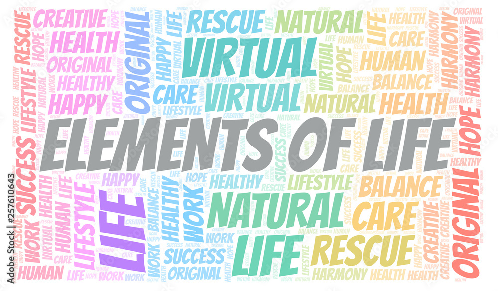Fototapeta premium Elements Of Life word cloud.