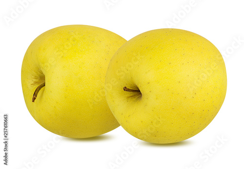 Fresh yellow apple isolated on white background with clipping path
