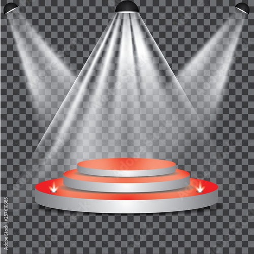 Podium stage with with spotlight vector transparent - Vector