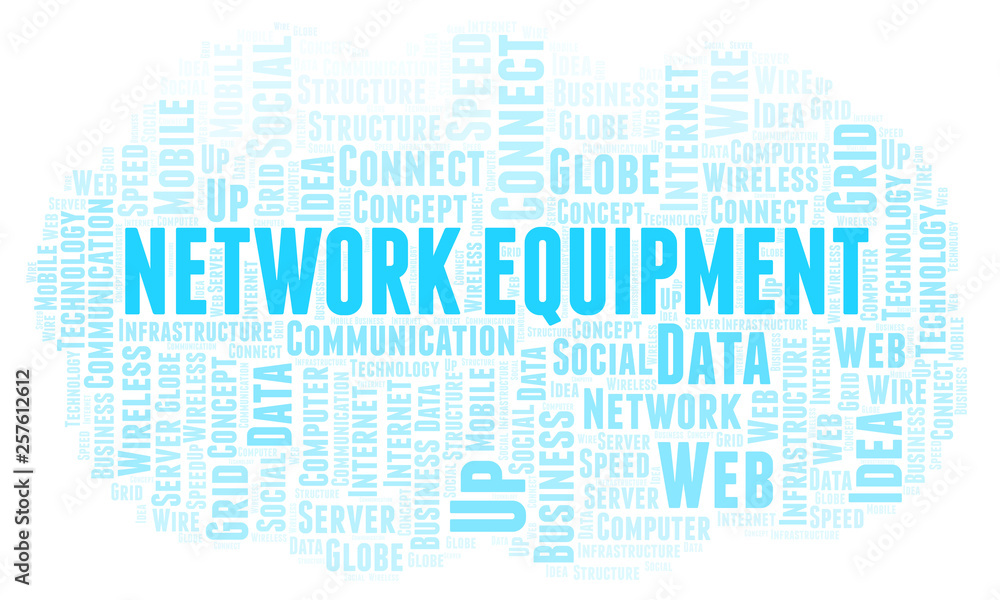 Obraz premium Network Equipment word cloud.