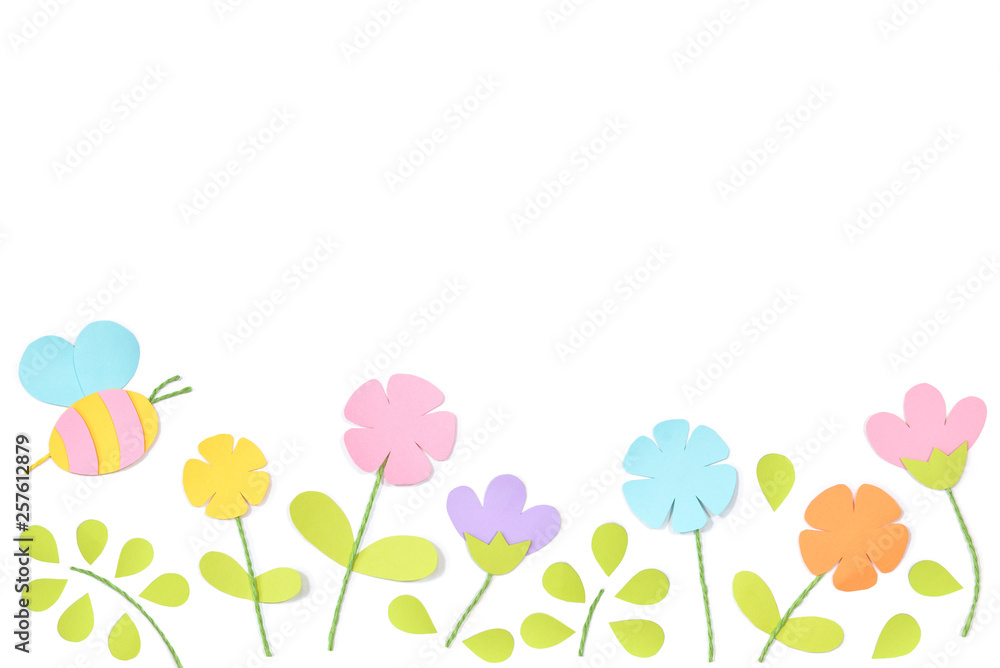 Spring paper cut on white background - isolated