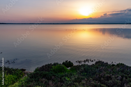 Sunset over Salt lake in February  Cyprus  Larnaca