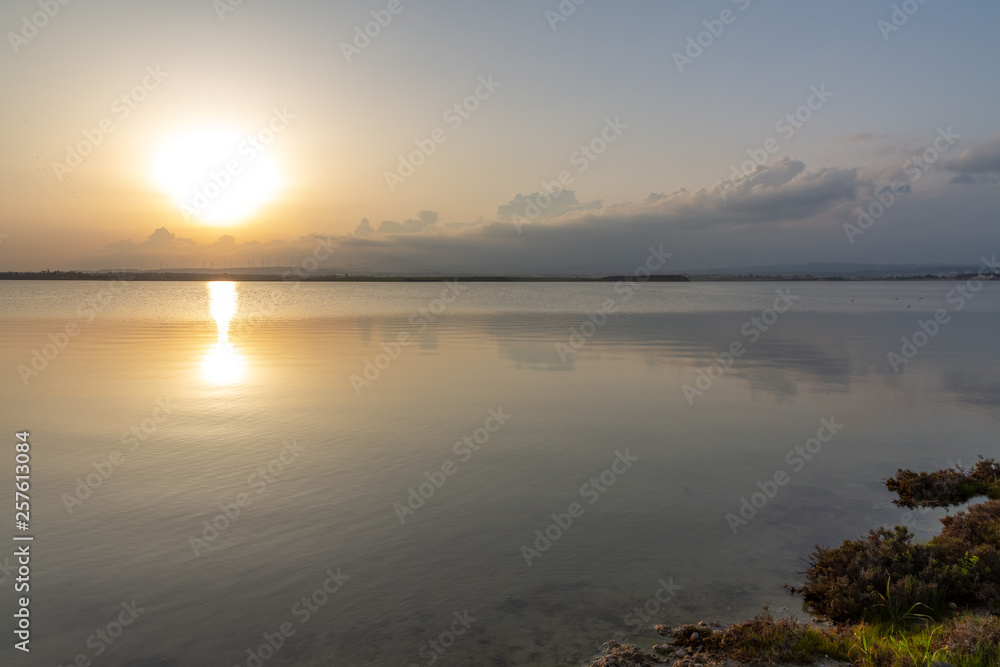 Sunset over Salt lake in February, Cyprus, Larnaca