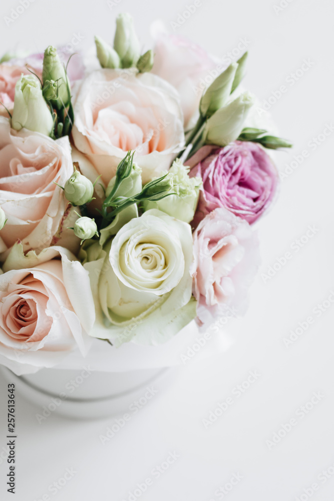 Beautiful spring bouquet with pink and white tender flowers Beautiful spring bouquet with pink and white tender flowers