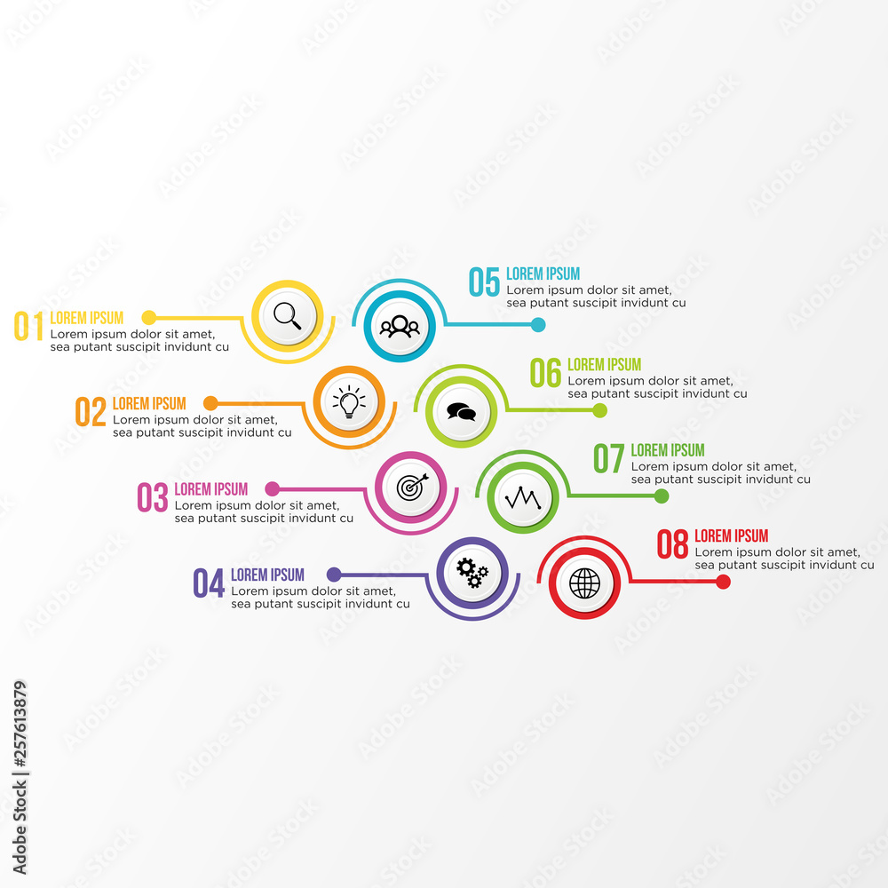 Modern Vector Infographics Elements Design Template. Business Data Visualization Timeline with Step Option and Marketing Icons can be used for workflow layout, presentation, diagram, annual reports Modern Vector Infographics Elements Design Template. Business Data Visualization Timeline with Step Option and Marketing Icons can be used for workflow layout, presentation, diagram, annual reports