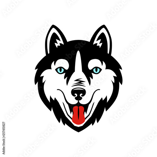 Husky dog black and white vector design.