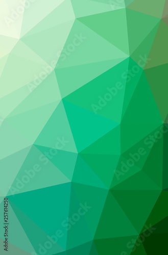 Illustration of abstract Green vertical low poly background. Beautiful polygon design pattern.