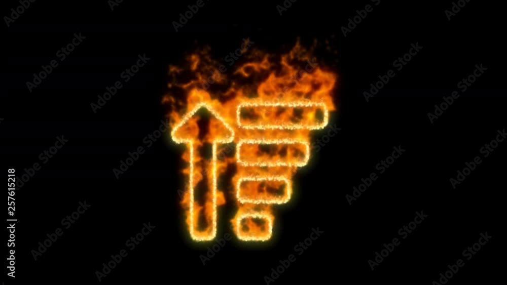 sort amount up symbol inflames. Then disappears. In - Out loop. Alpha channel Premultiplied - Matted with color black sort amount up symbol inflames. Then disappears. In - Out loop. Alpha channel Premultiplied - Matted with color black