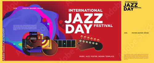 Canvas Print Vector colorful international jazz day poster and banner