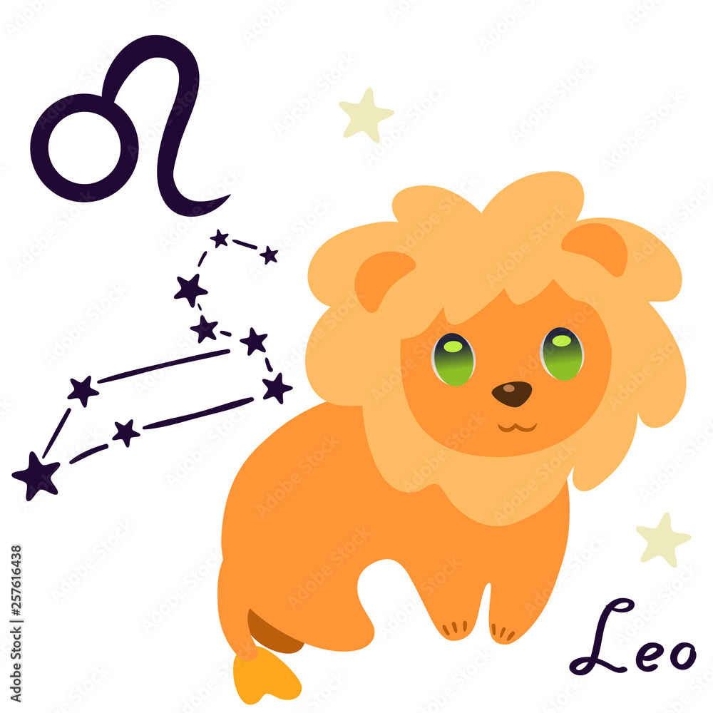 Fototapeta premium Leo zodiac sign in cartoon style isolate on white background vector