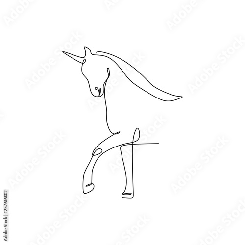 continuous one line of unicorn animal.