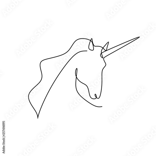 Unicorn head continuous one line drawing