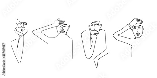 Continuous line drawinging of facial expression sets.