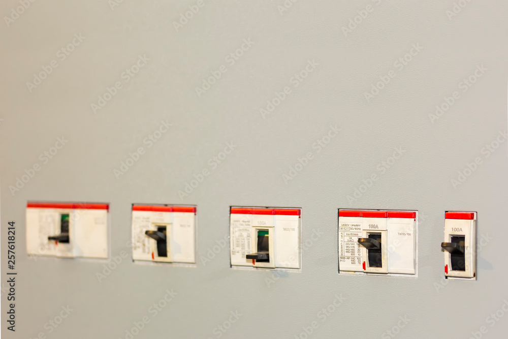 electrical equipment circuit breaker (accessories for control electric power) at mdb cabinet for industrial with copy space electrical equipment circuit breaker (accessories for control electric power) at mdb cabinet for industrial with copy space