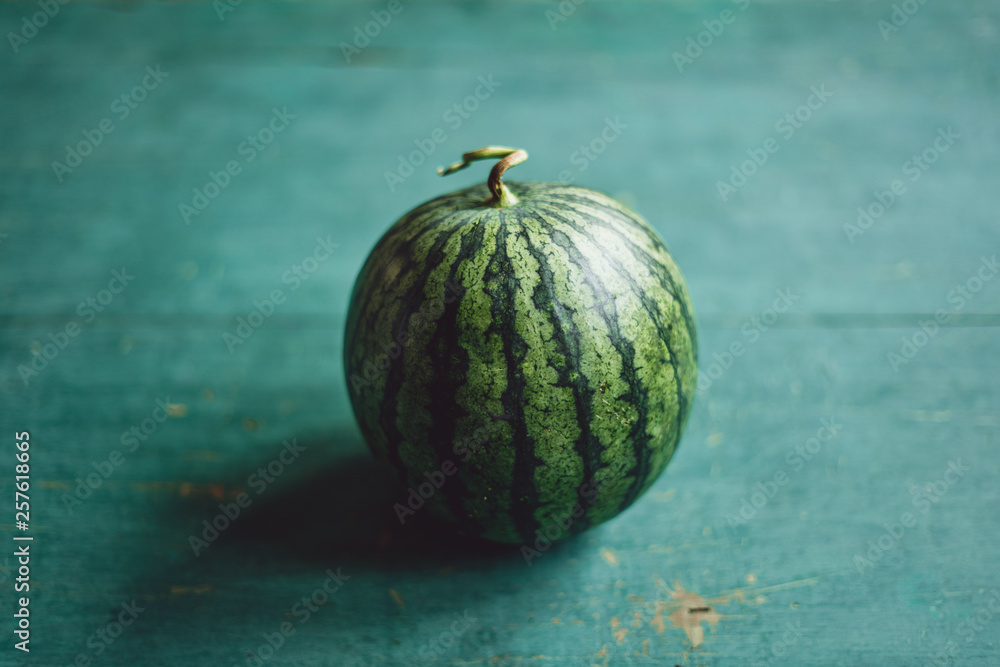 watermelon Fresh green Green wood background watermelon Fresh green Green wood background