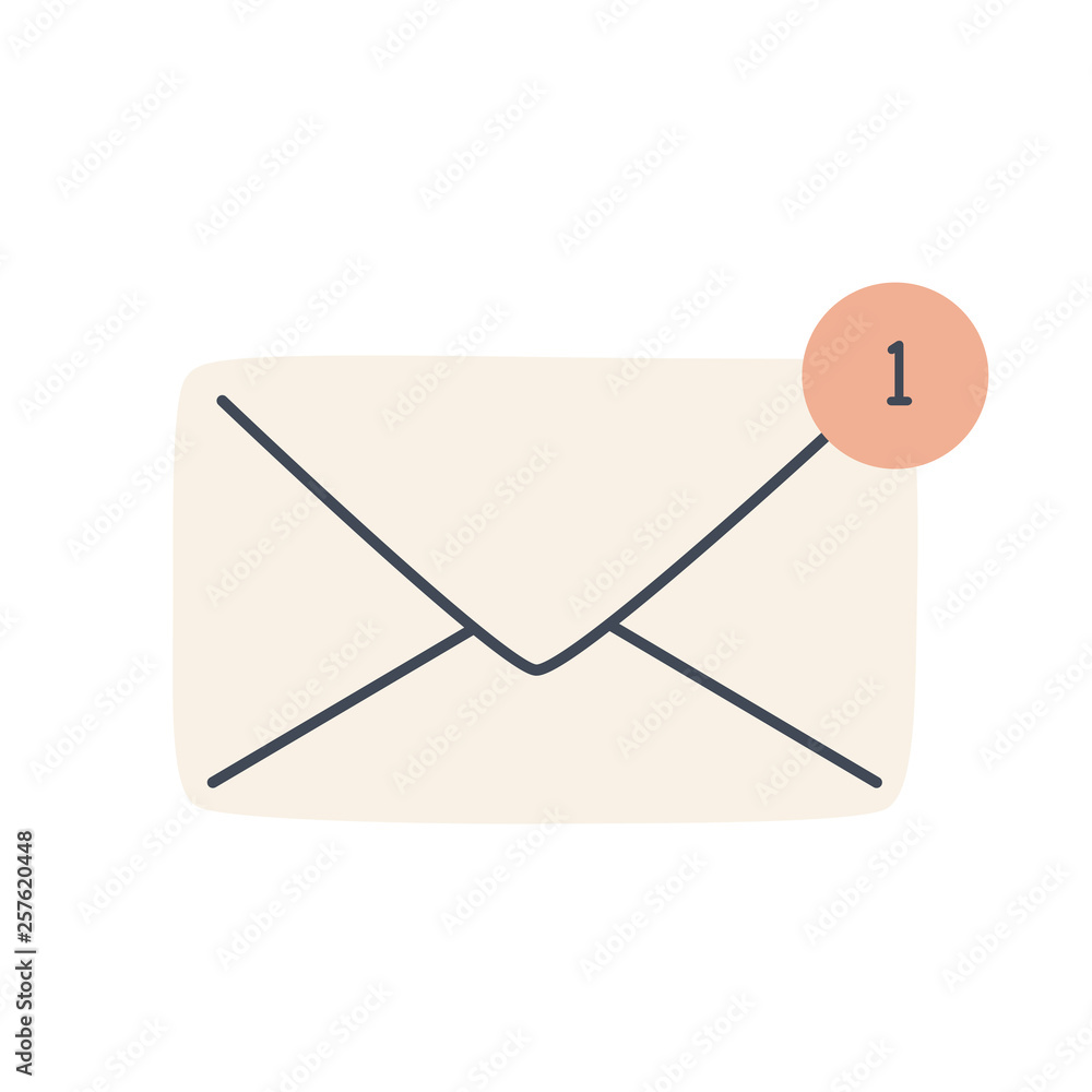 Mail with notifications about new letter in mailbox hand drawn doodle illustration isolated on white background Mail with notifications about new letter in mailbox hand drawn doodle illustration isolated on white background