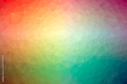 Illustration of abstract Green  Orange  Pink  Red  Yellow horizontal low poly background. Beautiful polygon design pattern.