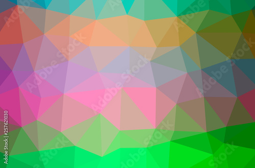 Illustration of abstract Green, Pink, Red horizontal low poly background. Beautiful polygon design pattern.