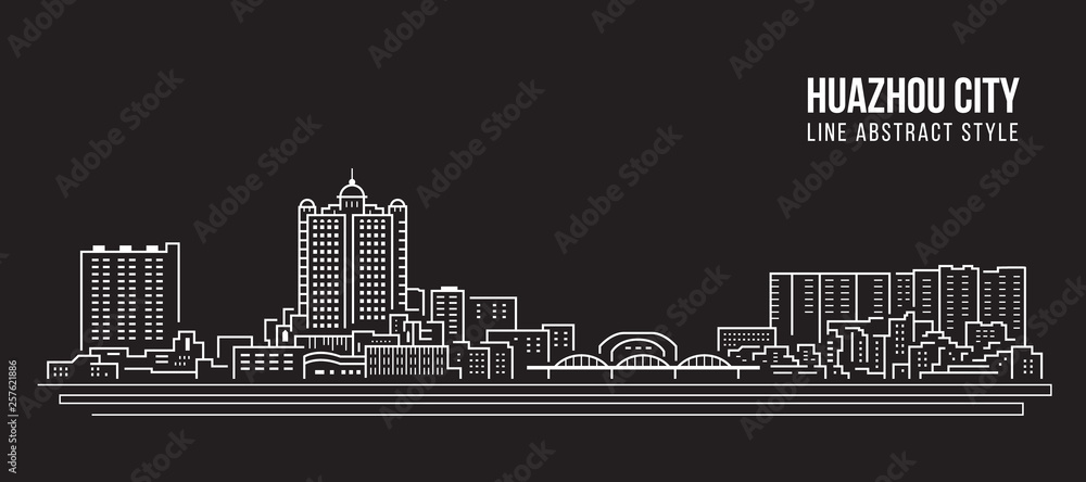 Cityscape Building Line art Vector Illustration design - huazhou city
