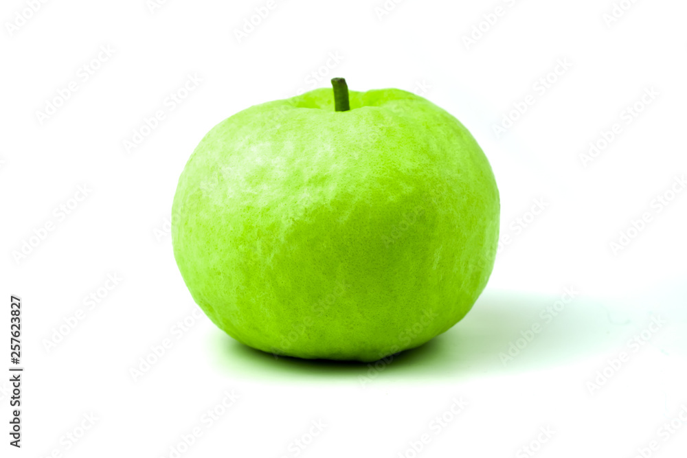 guava (Psidium guajava) are fresh green fruit. rich in vitamins have a taste sour and sweet on isolated white background and clipping path guava (Psidium guajava) are fresh green fruit. rich in vitamins have a taste sour and sweet on isolated white background and clipping path