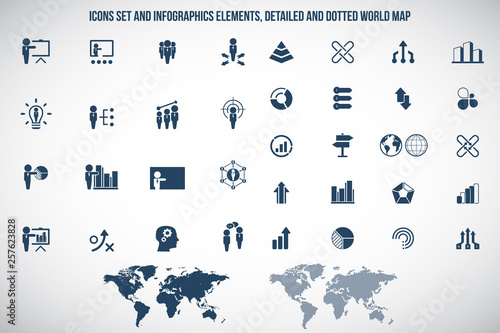 Universal business management, training and human resources icon set. Universal icons for web and mobile. Vector.