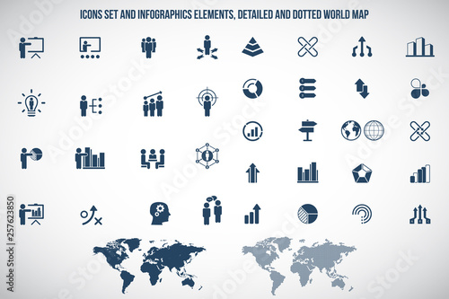 Universal business management, training and human resources icon set. Universal icons for web and mobile. Vector.
