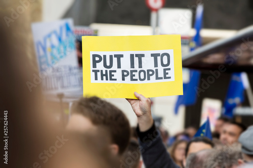 Put it to the people. Suporters in London campaigning to stay in European Union