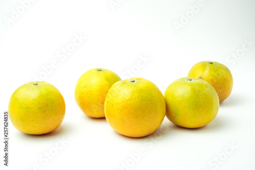 oranges fresh Rich in Vitamin C isolated on white background and clipping path