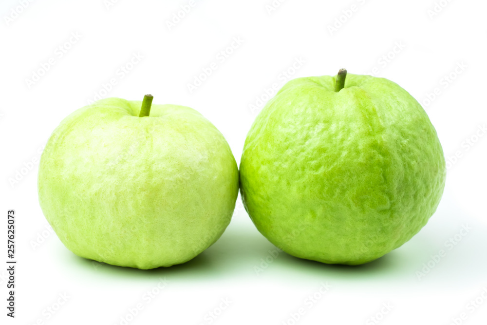 guava (Psidium guajava) are fresh green fruit. rich in vitamins have a taste sour and sweet on isolated white background and clipping path guava (Psidium guajava) are fresh green fruit. rich in vitamins have a taste sour and sweet on isolated white background and clipping path