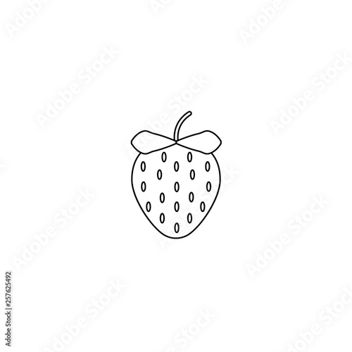 Garden strawberry fruit or strawberries line art vector icon for food apps and websites