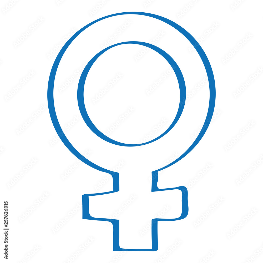 Handgezeichnetes Symbol für weiblich in dunkelblau Handgezeichnetes Symbol für weiblich in dunkelblau