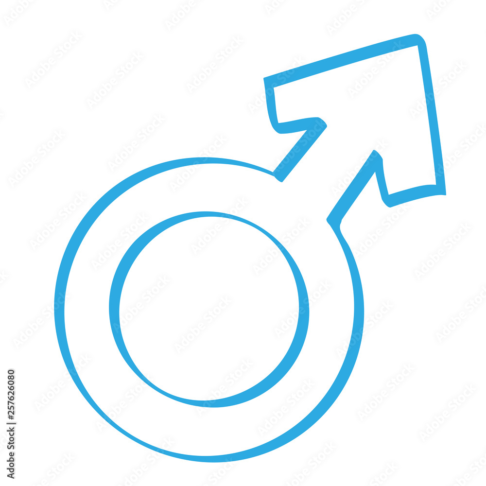 Handgezeichnetes Symbol für männlich in blau Handgezeichnetes Symbol für männlich in blau