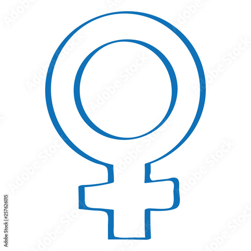 Handgezeichnetes Symbol für weiblich in dunkelblau