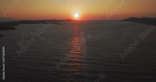 Dramatic sunset over the Adriatic coast and the Croatian islands of the Dalmatian Archipelago