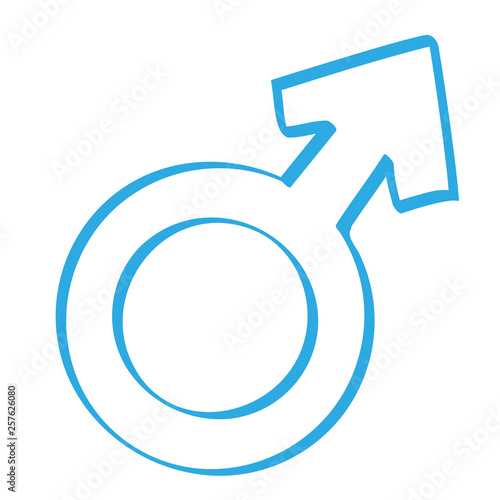 Handgezeichnetes Symbol für männlich in blau